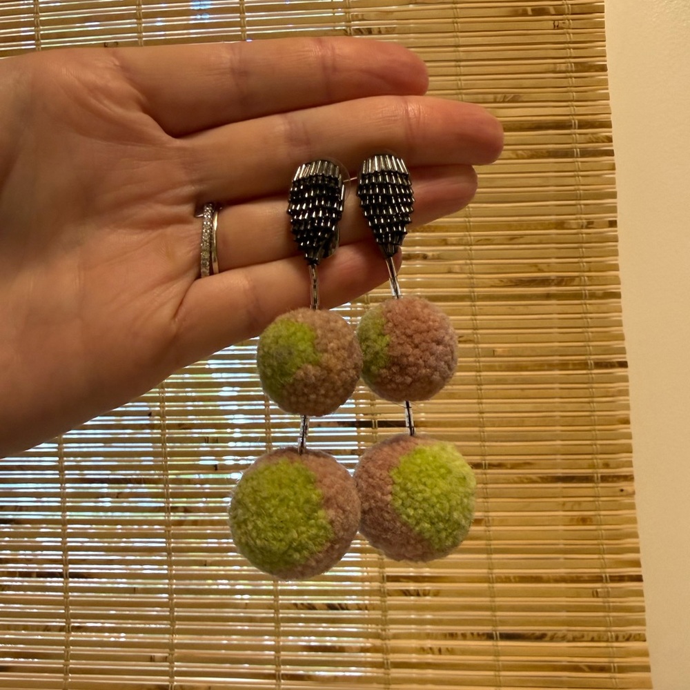 Bead and Pom Pom earrings
